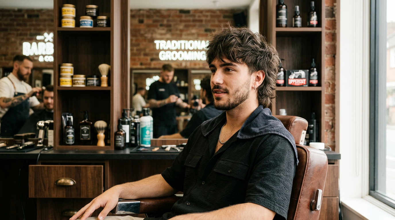 Wolf cut homme - coupe tendance 2026 dans un barbershop